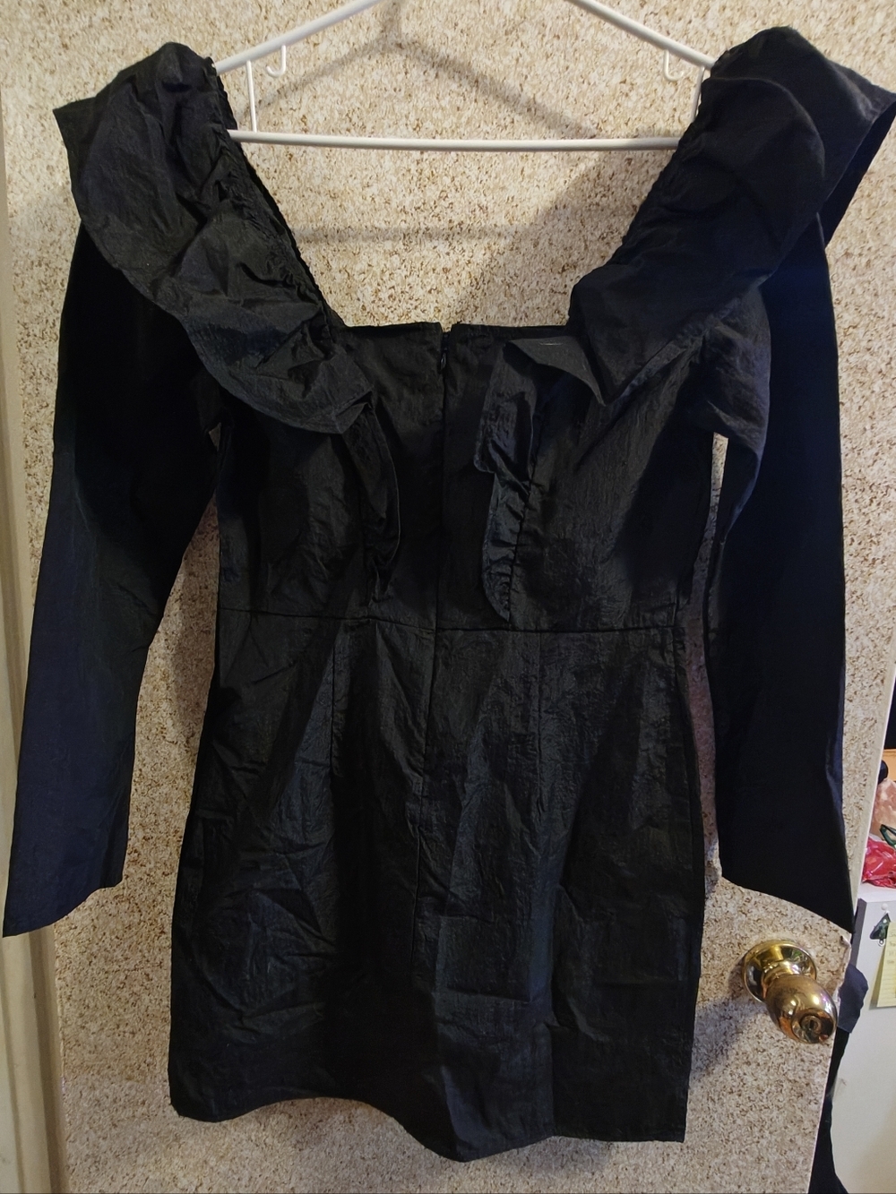 H&M Black Off-Shoulder Ruffle Mini Dress